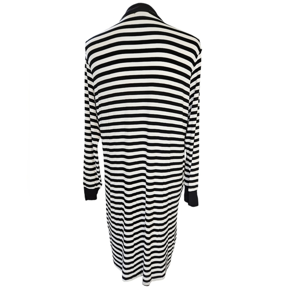 LES AMIS LONG CARDIGAN SZ L BLACK WHITE - Picture 5 of 7